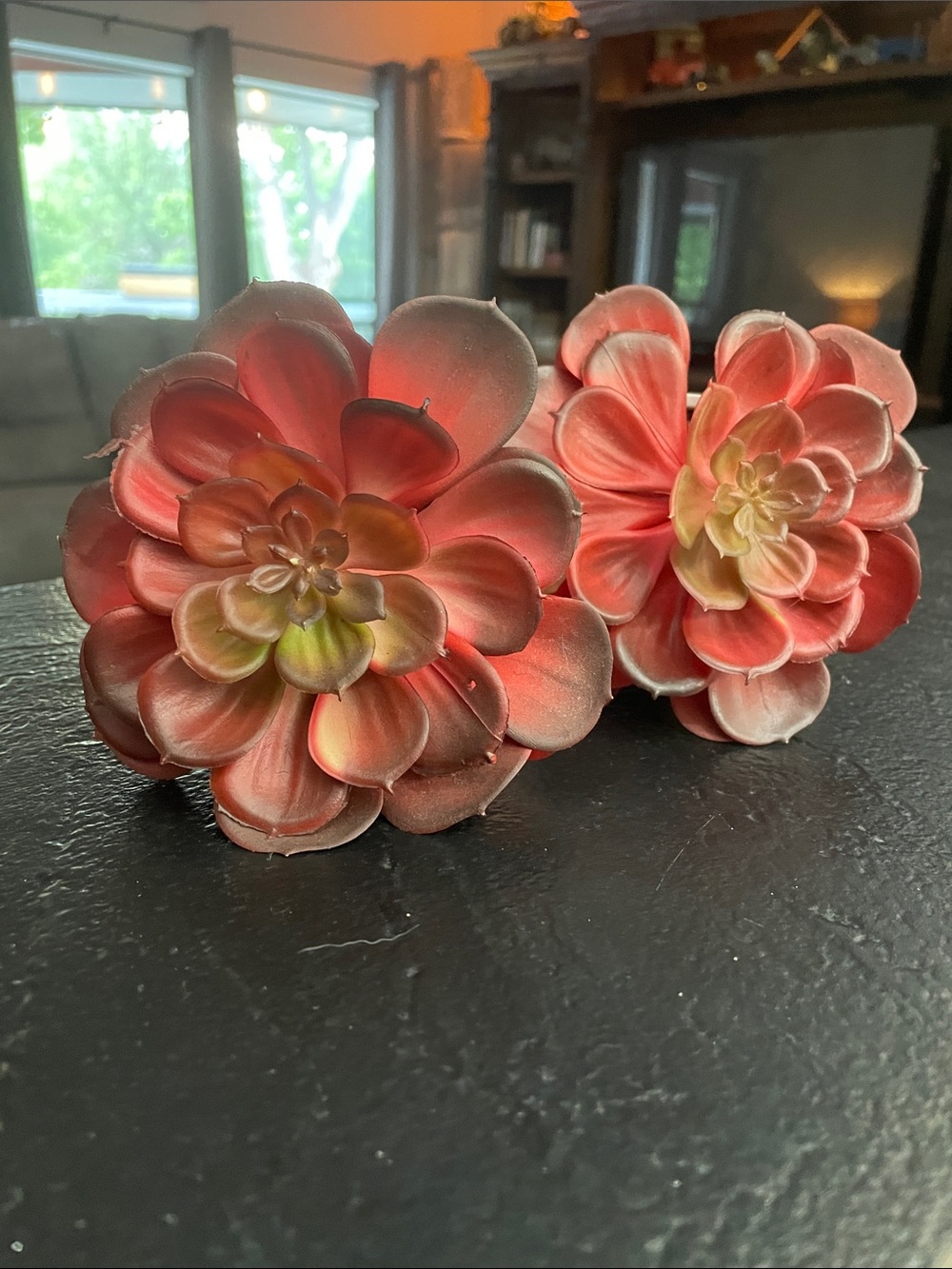 Red Faux Succulent Pair in White Ceramic Pots - Home Accents - Picture 3 of 6